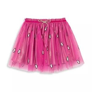Peek Fuchsia Tulle Skirt with Penguin Pattern
